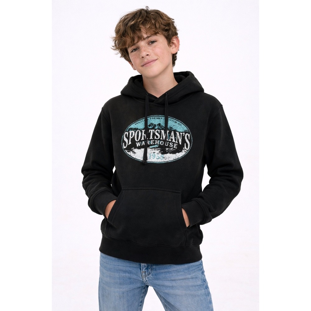 Sportsman's Warehouse‎ Hoodie Kids XL Black Graphic Pullover Sweatshirt Gorpcore